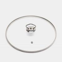 Крышка стеклянная 220мм, с ручкой из нержавеющей стали (ручка Пирамида)