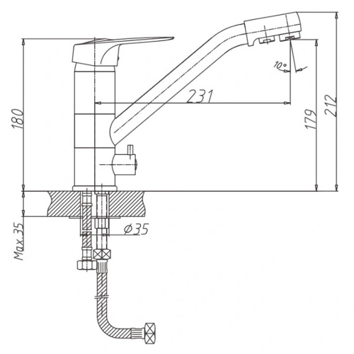 Смеситель для кухни Haiba HB4304 чертеж