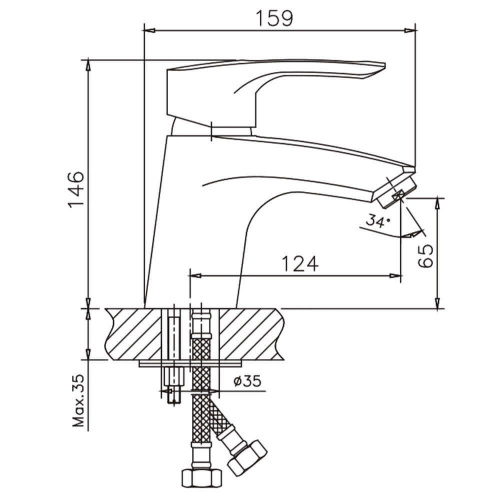 Смеситель для раковины Haiba HB1066 чертеж