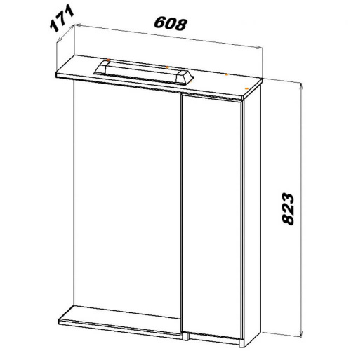 Шкаф зеркальный Sanstar Palermo 60 R чертеж