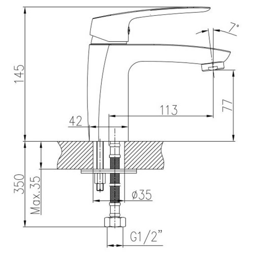 Смеситель для раковины Haiba HB10183 чертеж