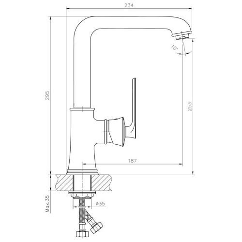 Смеситель для кухни Haiba HB70181 чертеж