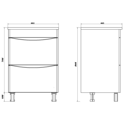 Тумба с раковиной Sanstar Smile 60 чертеж