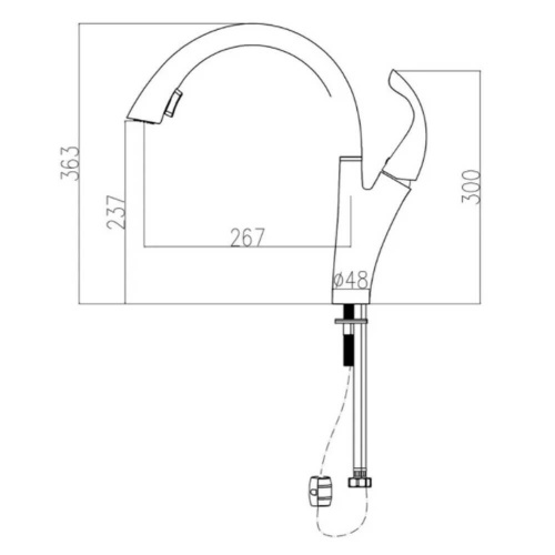 Смеситель для кухни Haiba HB70180 чертеж