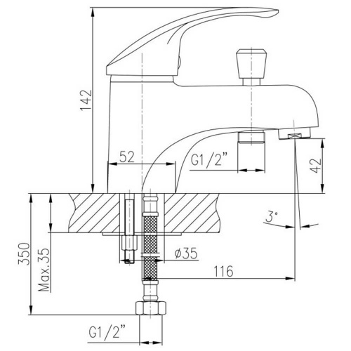 Смеситель для раковины Haiba HB1221 чертеж