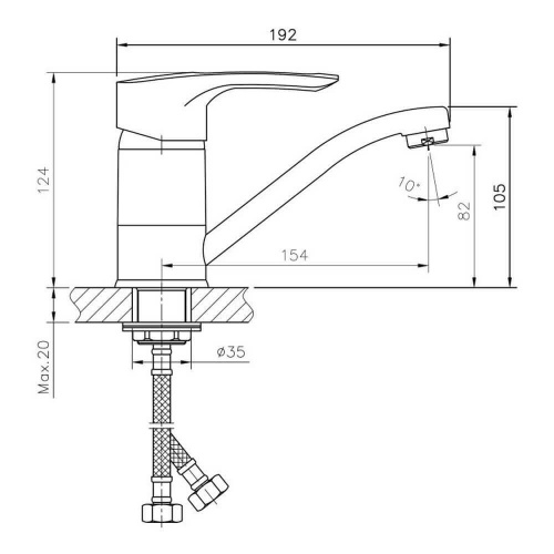 Смеситель для раковины Haiba HB4566-2 чертеж